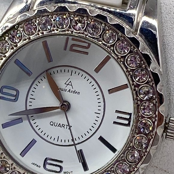 Watch Louis Arden Quartz Analog Wristwatch Metal Link Bracelet Band Rhinestone B - Picture 6 of 6